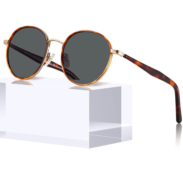 CARFIA Stylish Polarised Women's Sunglasses with Round Glasses Frame Vintage