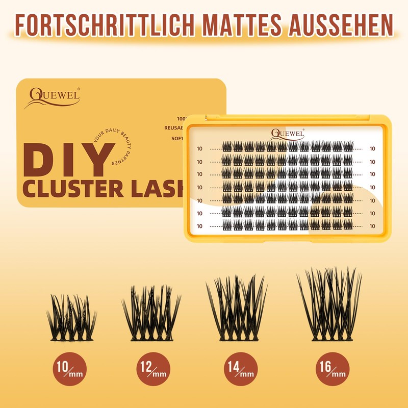 QUEWEL Pack of 84 Eyelash Clusters, Mix 10-16 mm Lash
