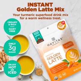 Navitas Organics Golden Latte, 3.1oz Bag, 10 Servings — Organic, Non-GMO, Dairy-Free