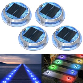 Quntis Solar Floor Lights for Outdoor Use, Pack of 4 Deck Lights, Outdoor, Warm White, Cool White, RGB Colourful, Garden Light Made of Aluminium, IP68 Waterproof Solar Lights for Garden, Stairs,