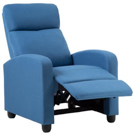 BestMassage | Recliner Chair | No Massage Function | Textile Blue | with Lumbar Support, Adjustable Push Back, Wide Armrests, Footrest & Padded Seat | Easy Assembly | for Living Room, Home Theatre