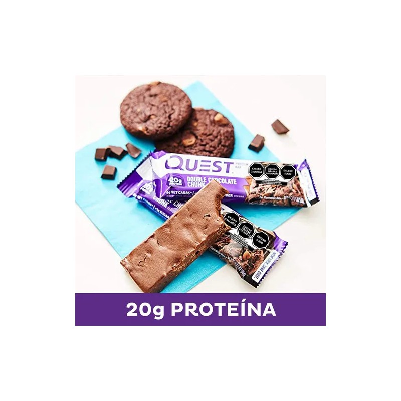 Barra De Proteína Quest Nutrition Sabor Doble Choco En Trozos