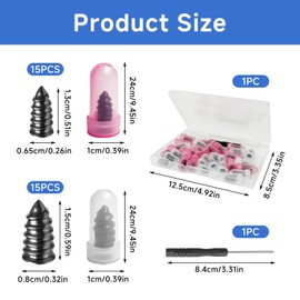 Gripiti Tyre Repair Kit Tyre Rubber Nails 30 Pcs, Tyre Repair Screws Universal Self-Service Car Tyre Puncture Repair Kit with Screwdriver Car Puncture Repair Kit for Auto Motorcycle (15 S+15 L)