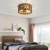 3-Light Rustic Flush Mount Light Fixture, 12.2 Inch Farmhouse Wood