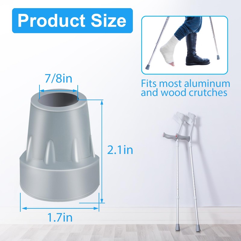Crutch Tips, 4 Pack 7/8 inch Heavy Duty Rubber Crutch