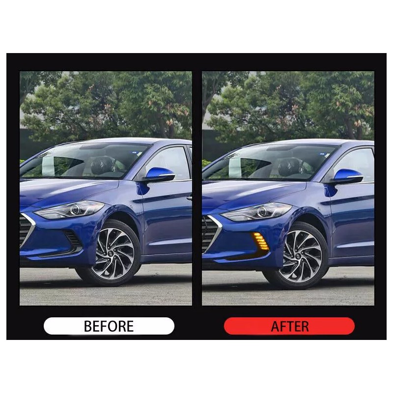 WenQi For 2016-2018 Hyundai Elantra LED DRL Turn Signal Night