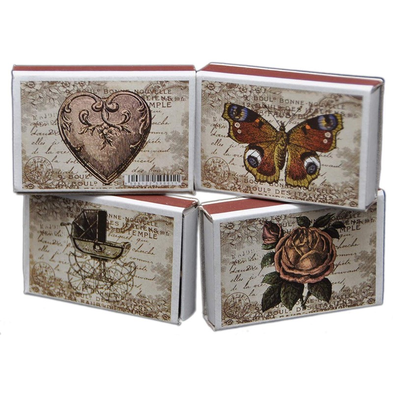 jameitop® 60 Matchboxes / Matches Mixed Nostalgia Motifs 2400 Matches