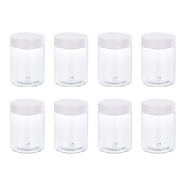sourcing map Round Plastic Jars with White Screw Top Lid, 10oz/ 300ml Wide-mouth Clear Empty Containers for Storage, Organizing, 10Pcs