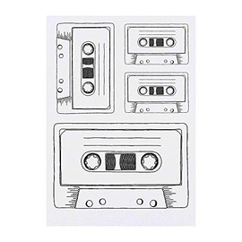 4 x 'Cassette Tape' Temporary Tattoos - Water Resistant, Skin-Safe, Non-Toxic Transfers, Mixed Sizes (TO00035605)
