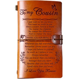 Hiipeenow Cousin Gifts for Women, 140 Pages Leather Journal Present, Birthday Valentines Day Graduation Back to School Birthday Christmas Gifts for Cousin