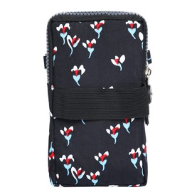 Best World 4 Yu Lightweight Nylon Crossbody Bag Cellphone Wallet for Women Girls Mini Shoulder Purse, Small Bag for Dog Walking with Long Strap(Navy Flowers)