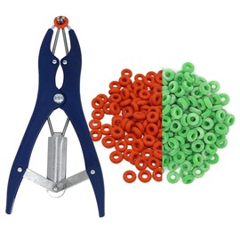 MUYIRTED Pig Castration Pliers Clamp Elastrator Castration Band (1 Animal Castration Pliers with and 100 Rubber Ring Rings) - Metal Pliers Kit