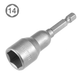 sourcingmap 1/4" Quick-Change Hex Shank 14mm Nut Setter Driver Drill Bit, 65mm Length, Metric No-Magnetic