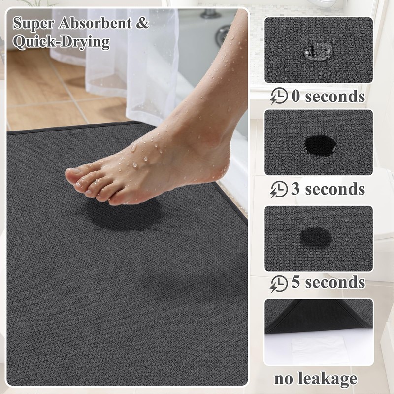 Ileading Bathroom Rugs Sets 3 Piece Non Slip Washable, Absorbent