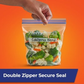 Hefty Press to Close Plastic Freezer Bags, Quart Size, 25 Count