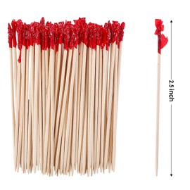 2.5 Inch Wood Frill Picks Toothpicks,1200 Pcs Fancy Cocktail Picks,Sandwiches Picks,Colored Food Party Toothpicks for Fruit,Appetizers,Club Sandwiches,Parties