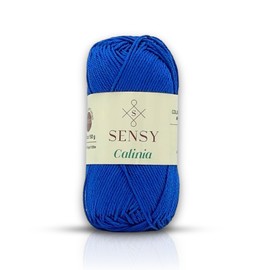 Sensy Calinia Yarn,%100 Mercerized Giza Cotton Yarn, Amigurumi Yarn, 134 Yards, Gauge 2 Fine (Blue)