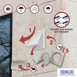 White Wall Vent Hood with Gravity Flap | Durable ASA Plastic Flanged Vent Grille | Weatherproof - Wind & Rain Protection - Backflow Flap (Diameter: 125mm)