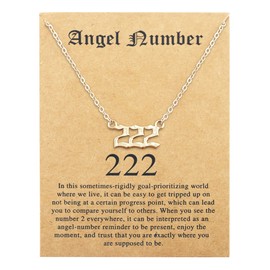 Angel Number Necklace for Women Minimalist Lucky Number Necklace for Teen Girls Dainty 111 222 333 444 555 666 777 888 999 Pendants Choker Chain Necklace Numerology Jewelry Gift (222)