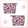 MOLAIGIN Pink Butterfly Butterflies Cosmetic Bag For Women, Travel Makeup