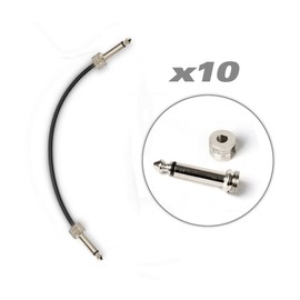 Pyle Pro-Audio Pedal Board Patch Cables - Universal D.I.Y Custom Cut 10 Feet Wire Kit, Right-Angle Low Profile 1/4'' Connectors, Noise-Free Performance, 10 Pieces PSCBLKIT22.5