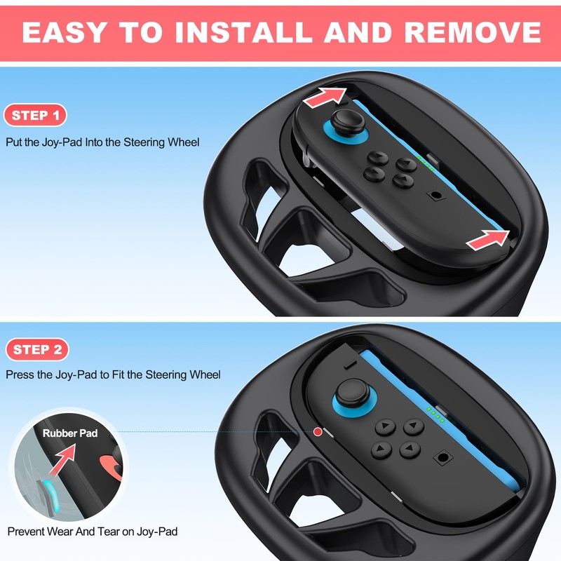 HASACOOL Switch Lenkrad, 2x Lenkrad Ergonomisches für Switch 2 Zubehör