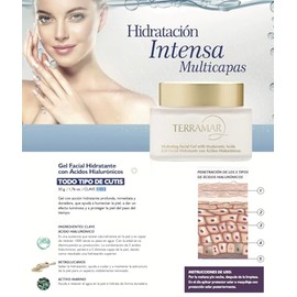 Terramar Gel Facial Hidratante con Ácidos Hialurónicos, 50g, Hidratación Intensa para Todo Tipo de Cutis