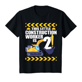 Kids 2 Year Old Construction Birthday Themed Party 2nd Boy Gift T-Shirt