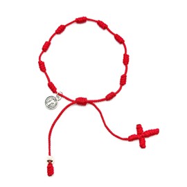HANDYLUXE St Benedict Medal Adjustable Red String 10 Knots Bracelet Cross Powerful Handmade Bracelet for Women and Men