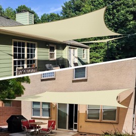 TANG Sunshdes Depot 16' x 18' Sun Shade Sail Rectangle Canopy Shade Cover UV Block for Backyard Pergola Porch Deck Garden Patio Outdoor Activities (Beige)