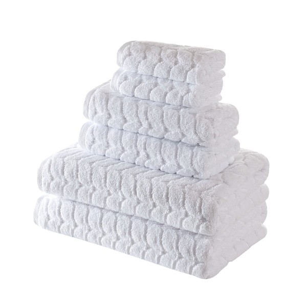 Bagno Milano Turkish Cotton Luxury Softness Spa Hotel Towels, Quick Drying Thick and Plush Bathroom Towels, Made in Turkey (White, 6 pcs Towel Set)