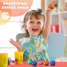 30 Pack Mini Basketball Stress Balls Mini Basketball Party Favor Mini Foam Sports Ball Squeeze Ball Anxiety Stress Relief for Basketball Party Sports Game Kid Prize (Green, Pink, Blue, Orange)