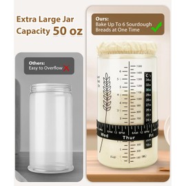 50oz Sourdough Starter Jar Kit, Large Capacity Sourdough Jar, Wide Mouth Sourdough Bread Starter Kit for Perfect Sour Dough Bread, Sourdough Starter Kit (Black, 1 Pack)