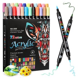 LISAPRO Marcadores Acrílicos de Doble Punta y Doble Color, 72 Colores Rotuladores Acrilicos de Pintura, Juego de Marcadores con 36 Puntas de Dos Colores para Cristal, Cerámica, Manualidades DIY