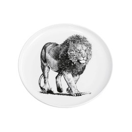 Maxwell & Williams DX0531 African Lion Plate - Black and White - 20cm Diameter - Ceramic - Animal Gift Box