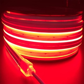 YXHL DC12V Red Silicone LED Neon Rope Light, Waterproof for Indoor & Outdoor Decoration DIY Signboard, 50 FT/15 Meters with Fittings