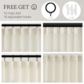 Topfinel Natural Pinch Pleated Linen Curtains 84 Inch Length 2 Panels for Bedroom Living Room Textured Cream Semi Sheer Window Curtain Boho Neutral Back Tab Pinch Pleat Drape with Hooks 84 Inches Long