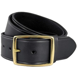BS1303-S002B Heavy Duty Uniform Work Belt Genuine Full Grain Leather Casual Jean Belt 1-3/4"(45mm) wide (Gold-Black, 36)