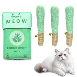 Tres Juegos de Juguetes de Hierba de Gato orgánicos con Correas dentales y Campanas, Juguetes de Gato Interiores contra Las picaduras de Gato, liberan