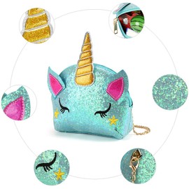 Little Girls Glitter Sequin Crossbody Purses Small Unicorn Handbag Messenger Shoulder Bag Gifts for Toddlers