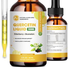 (2 Pack) Quercetin Liquid Drops - Quercetin Supplements 700mg - 4X Stronger Than Pills & Capsules - 5 in 1 Quercetin with Bromelain Elderberry Vitamin for Immunity Respiratory Wellness- 2 Fl Oz*2