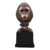 Rainforest Silverback Gorilla Head Bust Statue in Bronze Electroplated Finish