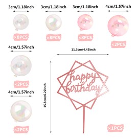 31 mini bolas coloridas para decoración de tartas, decoración de tartas, decoración de tartas acrílicas, flores secas artificiales para bodas, aniversarios, baby shower, fiestas de cumpleaños (blanco transparente)