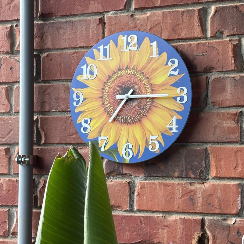 Yoiolclc Large Outdoor Clock Waterproof-Decorative Sun Flower Wall Clocks for