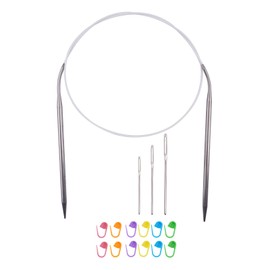 Circular Knitting Needles 32inches/80cm,Size US 8.0(5mm) Stainless Steel Round Knitting Needles for Handmade Knitting DIY