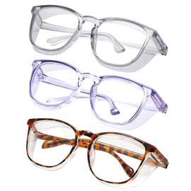 konqkin Safety glasses Goggles Nurses Protective Eyewear - Anti Fog Square Frame Stylish Clear Glasses for Women Men (leopard print gery blue purple)