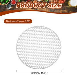PATIKIL Round BBQ Grill Mesh Plate, 12 Inches (Approx. 11.8 inches (30 cm), Stainless Steel, Round Hole Net, For Outdoors, Camping, Home Parties, Family Gatherings