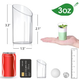 Eupako 3 oz 30 Pack Small Plastic Dessert Cups, Clear Plastic Tumbler Cups, Slanted Appetizer Cup, Great for Desserts, Puddings, Mousse, Jello Shots