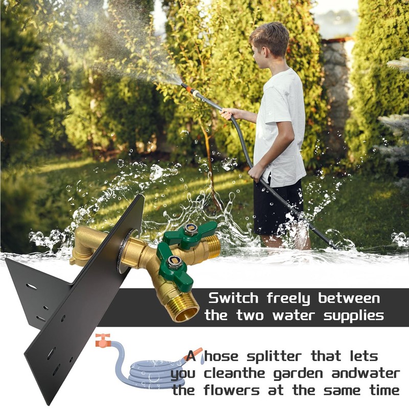 YOEXON Garden Faucet Splitter, Y-Type Diverter Valve + Hose Extension