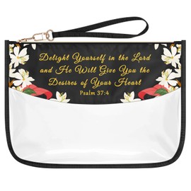 Christian Makeup Bag for Women Bible Verse Religious Gift for Her Clear Cosmetic Bag Inspirational Faith Gifts for Mom Grandma Sister Friends Scripture Church Gift Zipper Travel Toiletry Pouch